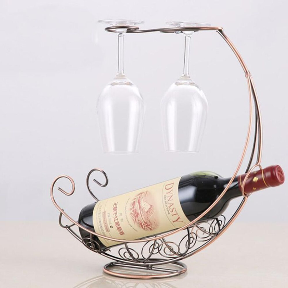 (copper) Creative Metal Wine Rack Hanging Wine Glass Holder Bar Stand Bracket Display