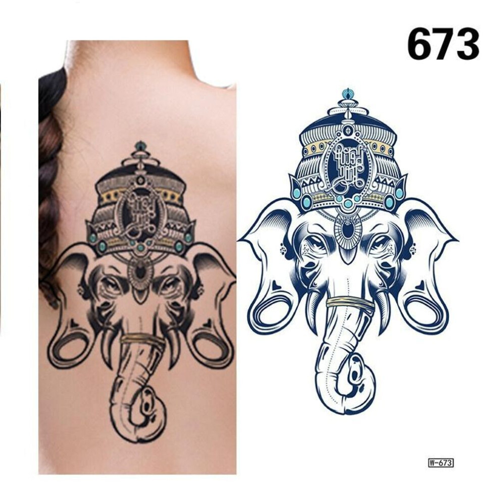 (673) 3pc  Creative Personality Waterproof 3D Elephant Rose Flower Temporary Tattoo Body Art Tattoo Stickers Myy