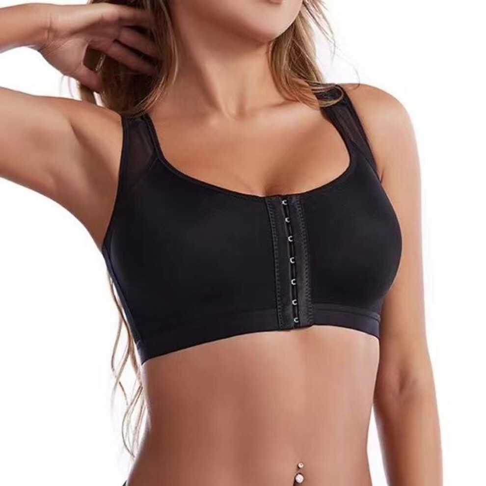 (black, 5XL) Front Closure Posture Corrector Lift Up Bra Women Push Up Cross Back Underwear Shockproof Sports Support Fitness Vest Bras S-5xl