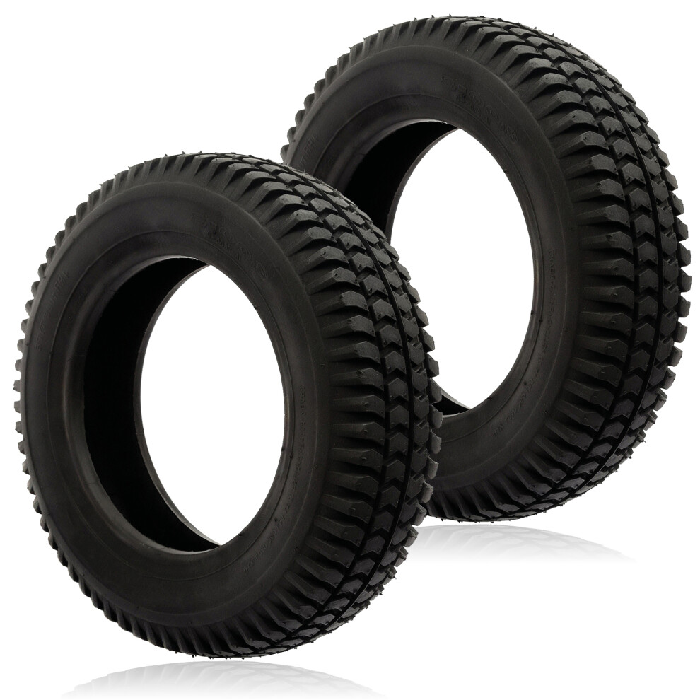 Spares2go Tyre 3.00 X 8 Pneumatic Mobility Scooter Block Tread 300X8 3.00X8 8 Inch Rim X 2