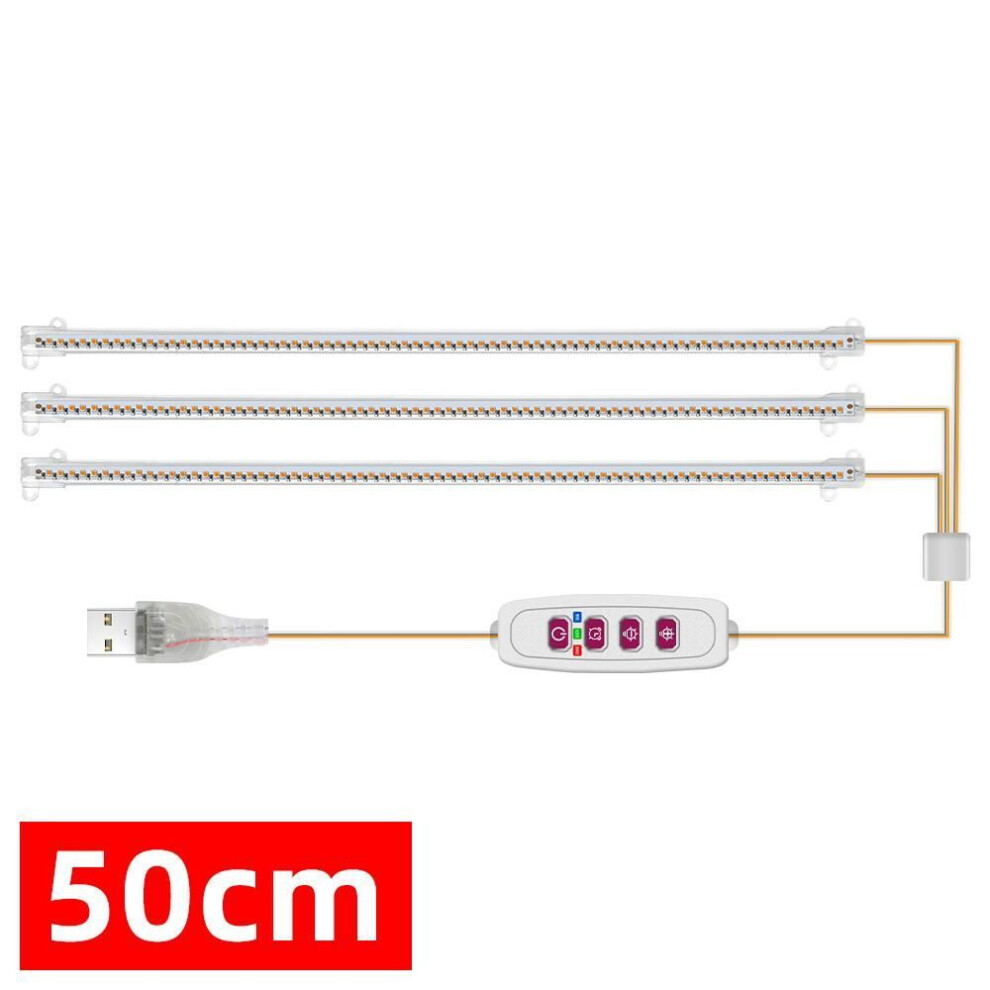 (warm white, 50CM(One Tows Three)) LED Grow Light Tube Strip 1-4 Bar Full Spectrum Plant Lamp For Indoor Veg Flower