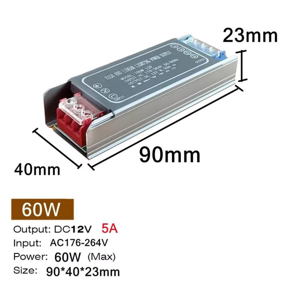 (12V 60W) DC 12V 24V Switching Power Supply AC176-264V Mute Lighting Transformers 60W 100W 200W 300W 400W LED Light Driver Power Adapter