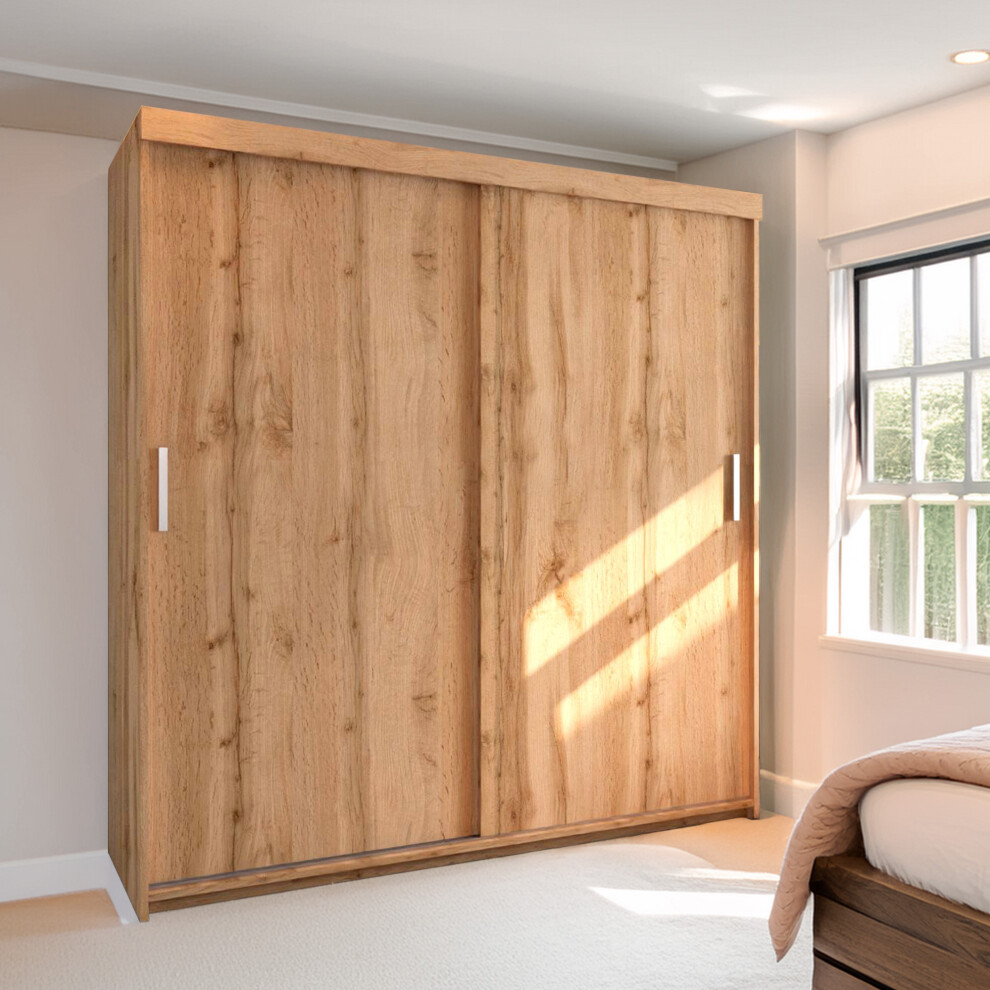 Sliding Wardrobes 4U Ltd Winston Sliding Door Wardrobe With Oak/Votan 203Cm Brown