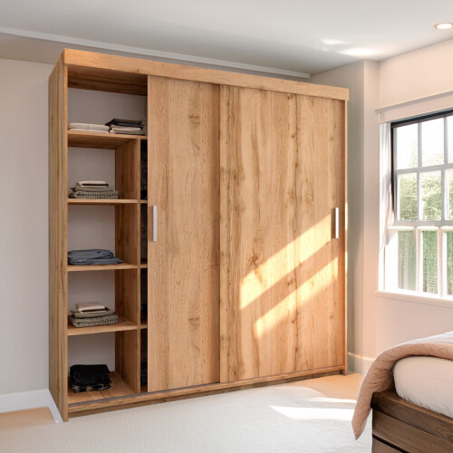 Winston Sliding Door Wardrobe with Oak/Votan 203cm 2