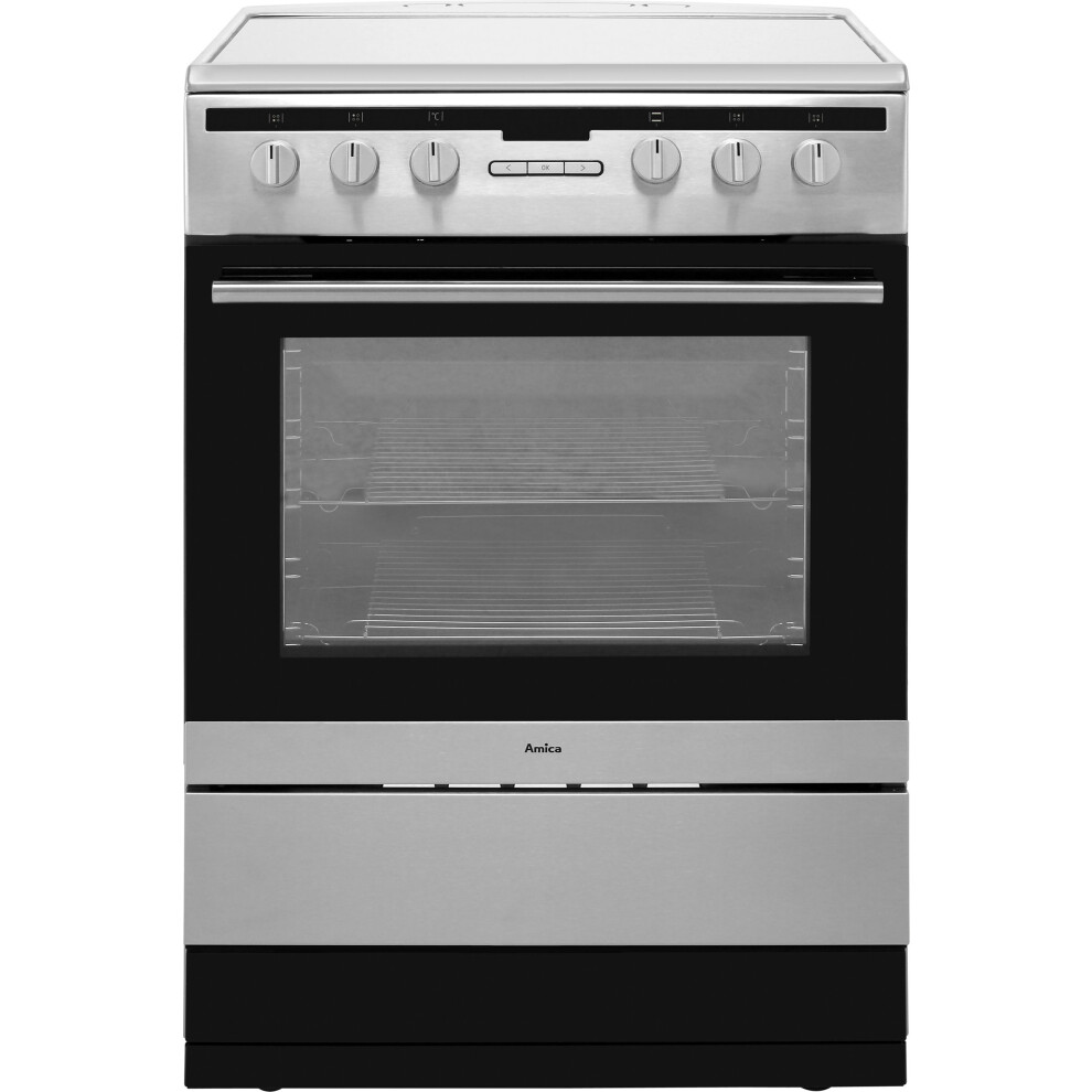 Amica 608Ce2taxx 60Cm Electric Cooker With Ceramic Hob - Stainless Steel - A Rated