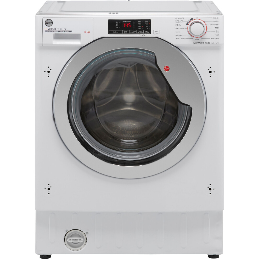 Hoover HBWS48D1ACE Integrated 8kg Washing Machine – 1400 rpm, Steam Cycle, All in One, Hygiene+ Programme, C Energy Rated