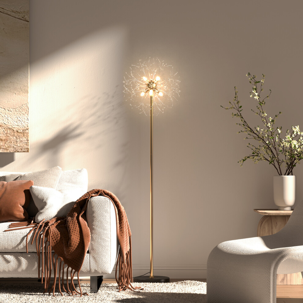 Homcom Unisex Gold Tall Standing Lamp With Dandelion Like Lampshade In - Image 4