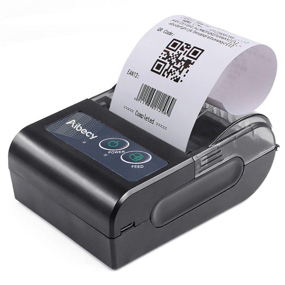 (black, Aibecy 58HB6) Mini Portable Thermal Printer Wireless Lable Receipt Printer Usb Bt