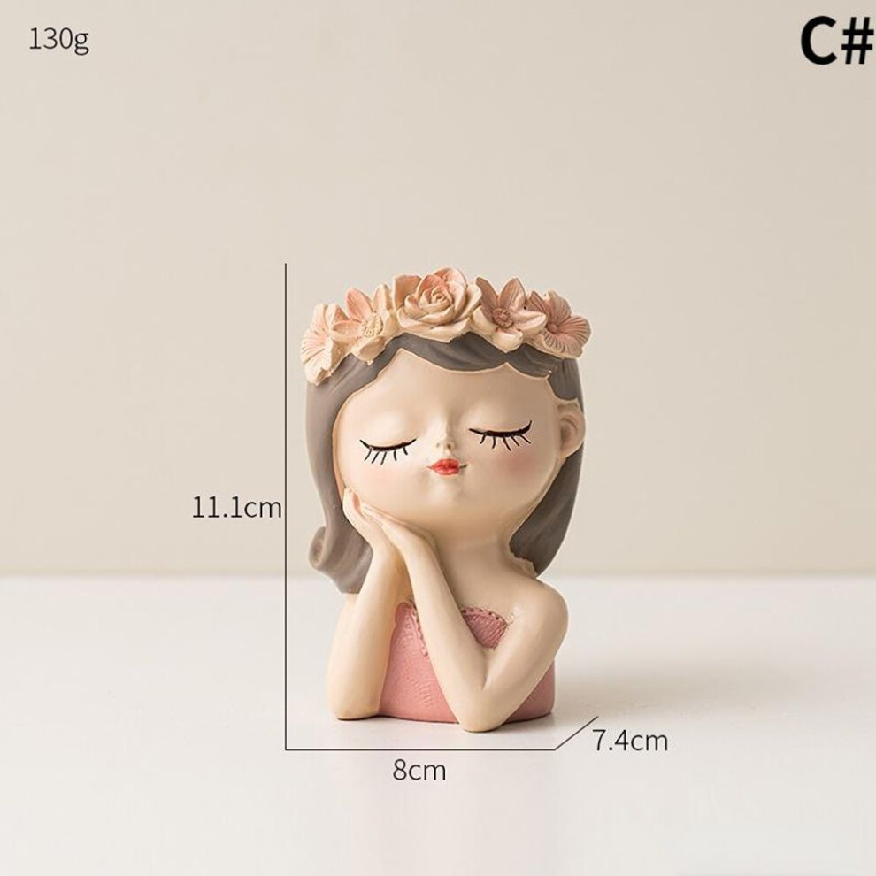 (C) Nordic Flower Pots Cute Girl Decorative Planters Succulents Cactus Flower Pot Decorative Planters For Plants Home Decor Gift
