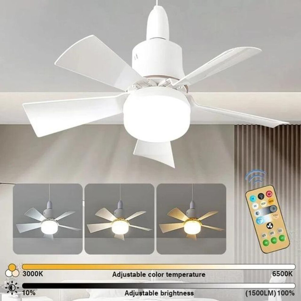(white) Ceiling Fan Led With Light Remote Control Dimmable 30w E27 Base Modern Smart Wireless Fans Lighting For Bedroom And Living Room