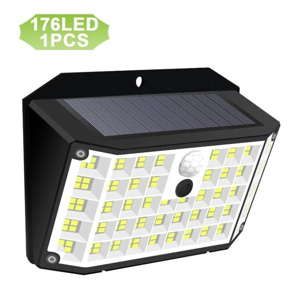 (176LED-1pcs) Solar Lamp Outdoor Flood Security Lamp With Remote Sunlight Wall Light Waterproof Spotlights Motion Sensor 3 Heads Street Lights