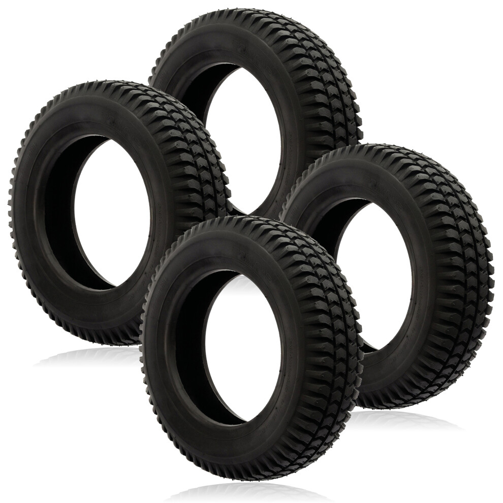 Spares2go Tyre 3.00 X 8 Pneumatic Mobility Scooter Block Tread 300X8 3.00X8 8 Inch Rim X 4
