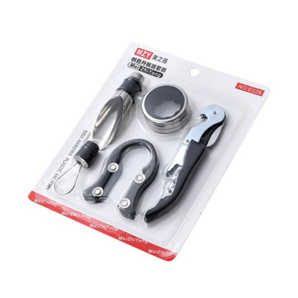 (black) 1 Set Widely Applied Portable Great Ergonomic Wine Corkscrew Insert Remover Pump Bottle Opener