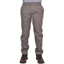 (Grey, 46W x 27L) Mens Trousers Elasticated Waist Work Rugby Pants