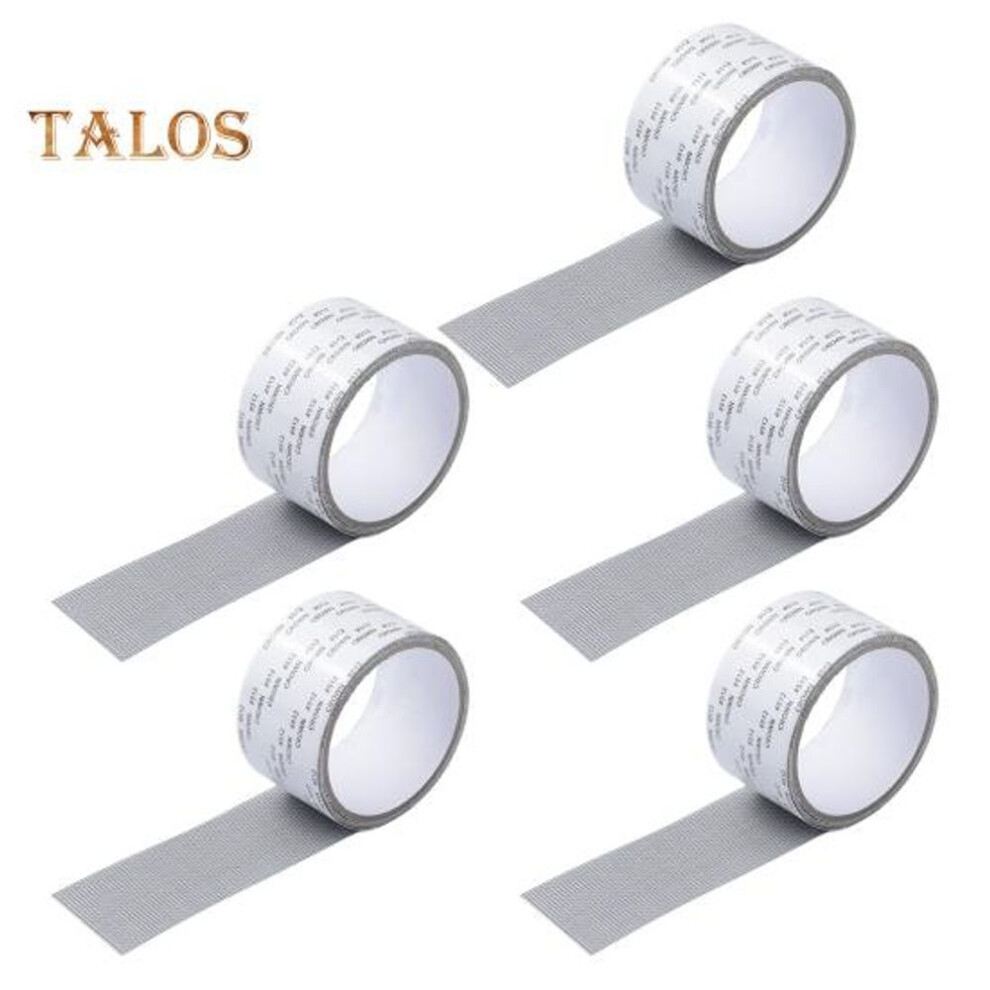 (grey) 5 Rolls Screen Repair Tape Kit Tear-resistant Fiberglass Mesh Strong Adhesive Window Door Screen Repair Tape Black Gray White Mesh Repair For Doors