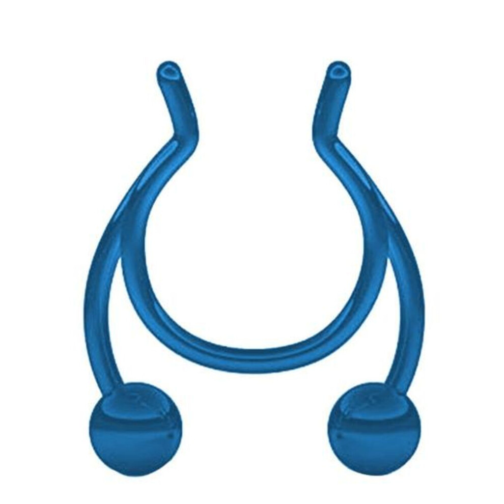 (blue) Stainless Steel Antler Shape Nose Ring Clip Nasal Septum Piercing Body Jewelry