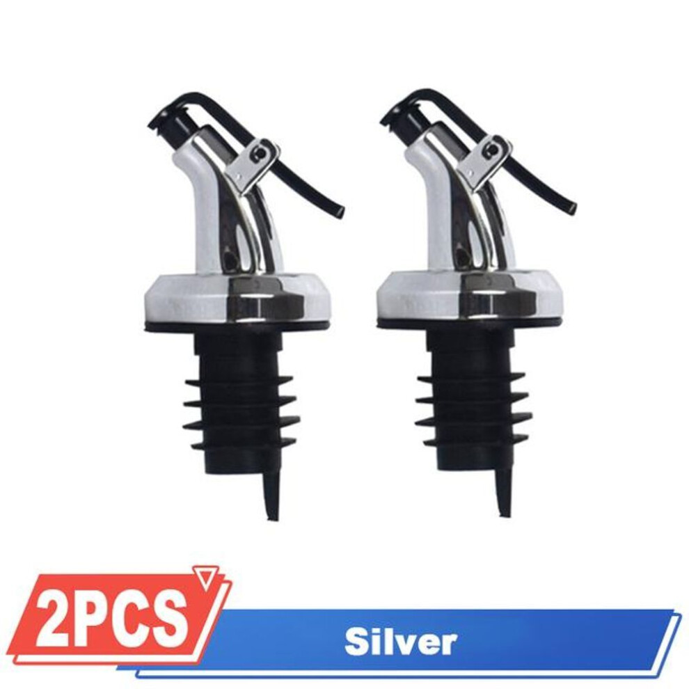 (silver, 2Pcs) 3Pcs Oil Bottle Stopper Cap Dispenser Sprayer Lock Wine Pourer Sauce Nozzle Liquor Leak-Proof Plug Bottle Stopper Kitchen Tool