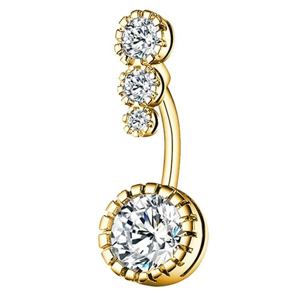 (gold) Belly Piercing Button Rings Punk Clear Round Navel Rings Belly Jewelry Women Body Jewelry