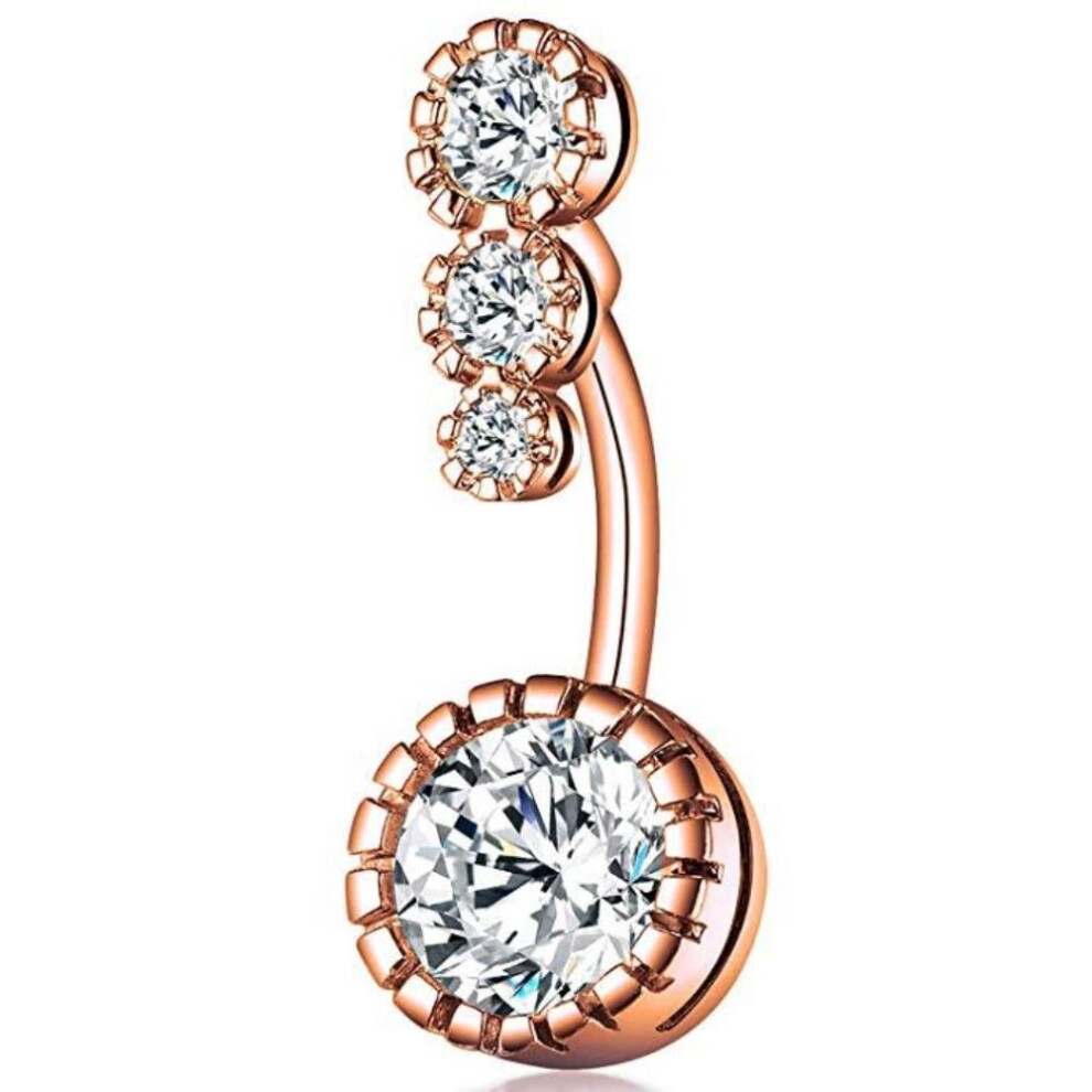 (rose gold) Belly Piercing Button Rings Punk Clear Round Navel Rings Belly Jewelry Women Body Jewelry