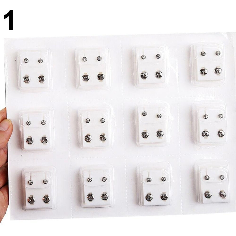 (white) Lady&apos;s 12pairs Metal Ear Studs Earrings For Piercing Machine Ear Piercing Tool Kit