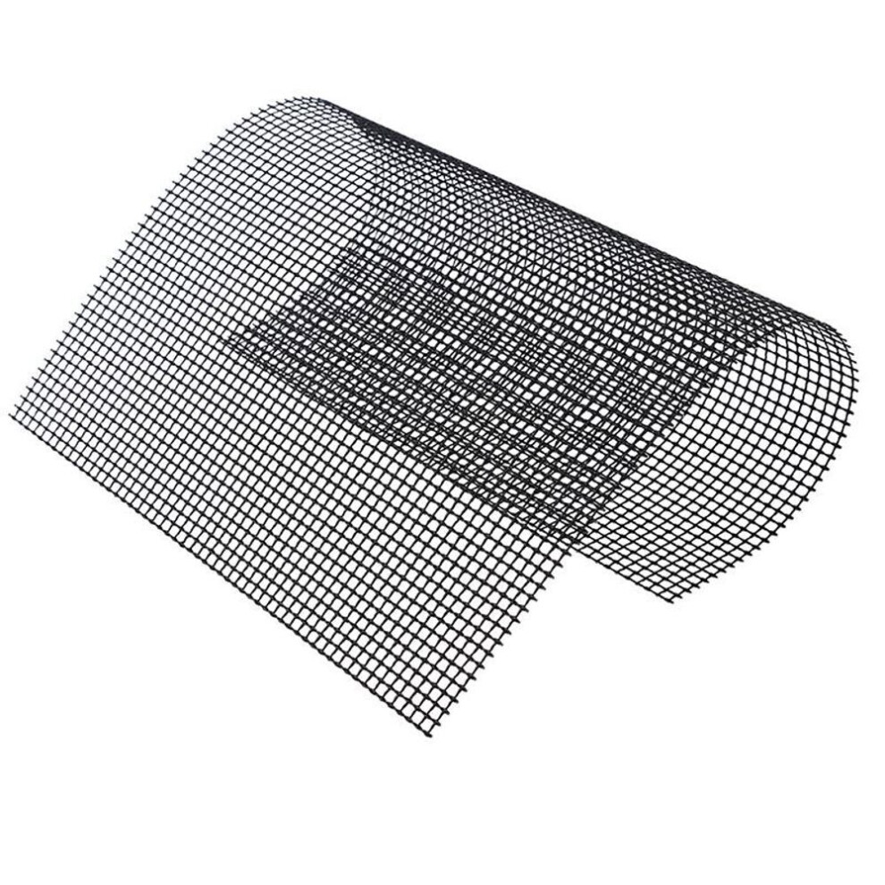 (black) 1pcs Non-stick Barbecue Mesh Mat High Temperature Resistant Bbq Grid Pad Reusable Outdoor Cooking Pad Sheet Baking Kitchen Grill Tool