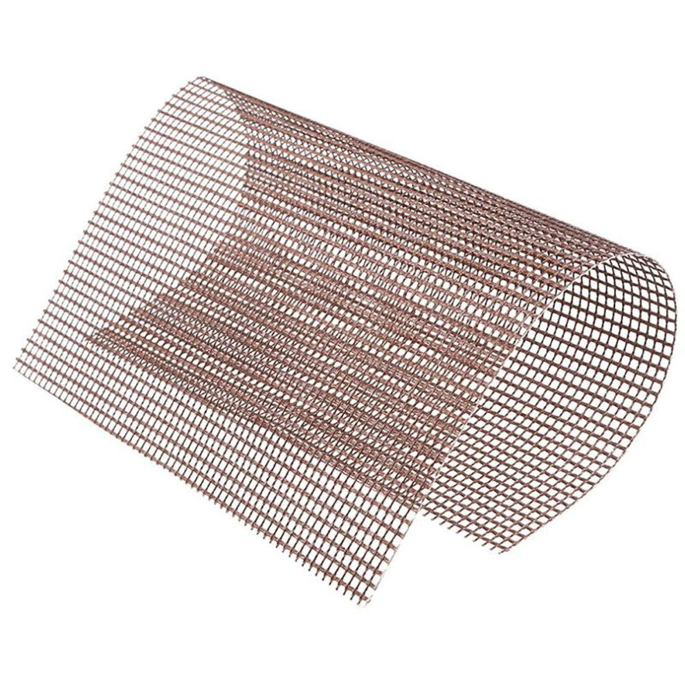(beige) 1pcs Non-stick Barbecue Mesh Mat High Temperature Resistant Bbq Grid Pad Reusable Outdoor Cooking Pad Sheet Baking Kitchen Grill Tool