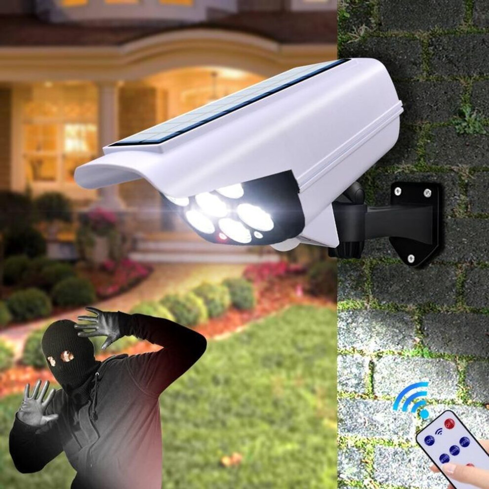 (white, 1pc) Solar Light Motion Sensor Security Dummy Camera Wireless Outdoor Flood Light Ip65 Waterproof 77 Led Lamp 3 Mode For Home Garden