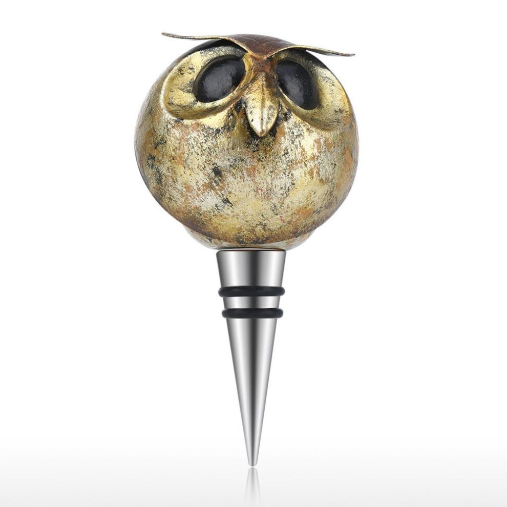 (brown) Tooarts Owl Stopper Wine Bottle Stopper Iron Material Airtight Seal Decorative Cat Cork Modern Wine