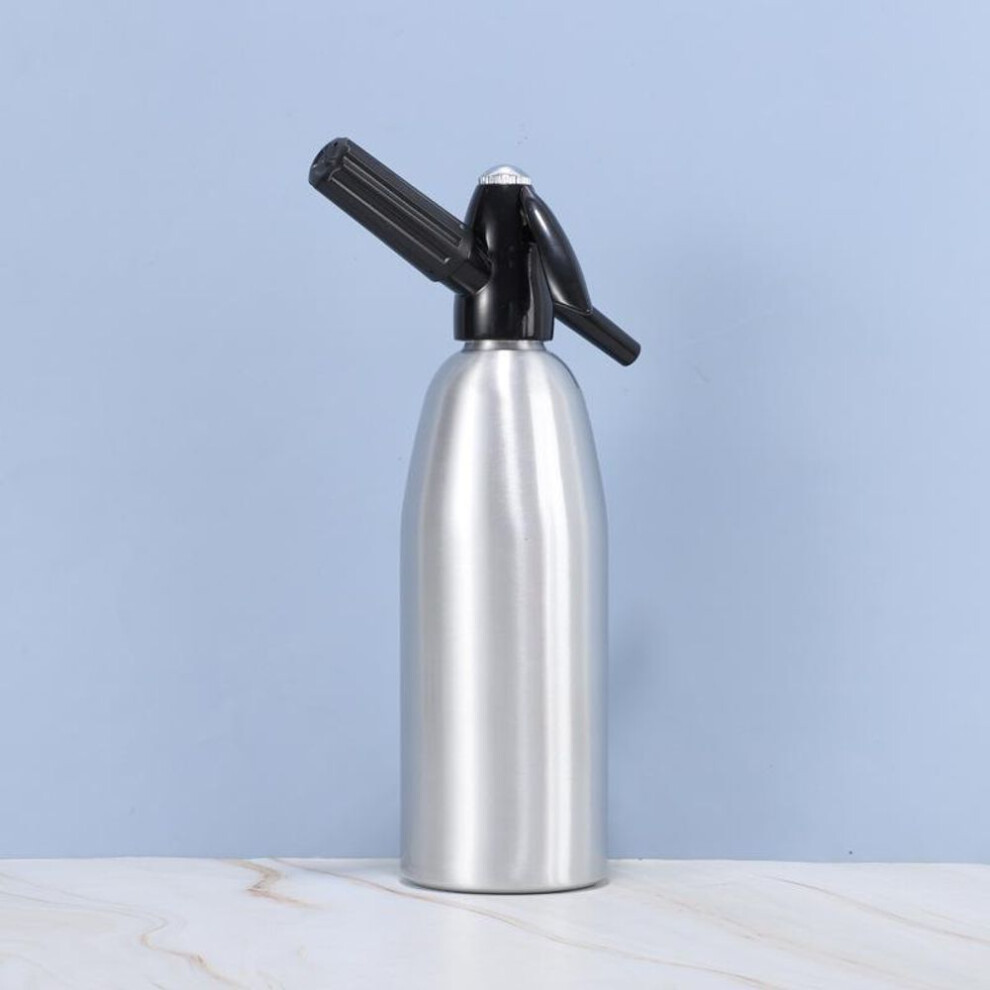 (silver, 1000ml) Manual 1l Soda Siphon Co2 Dispenser Water Bubble Generator Cool Drink Cocktail Soda Machine Aluminum Bar Diy Soda Maker