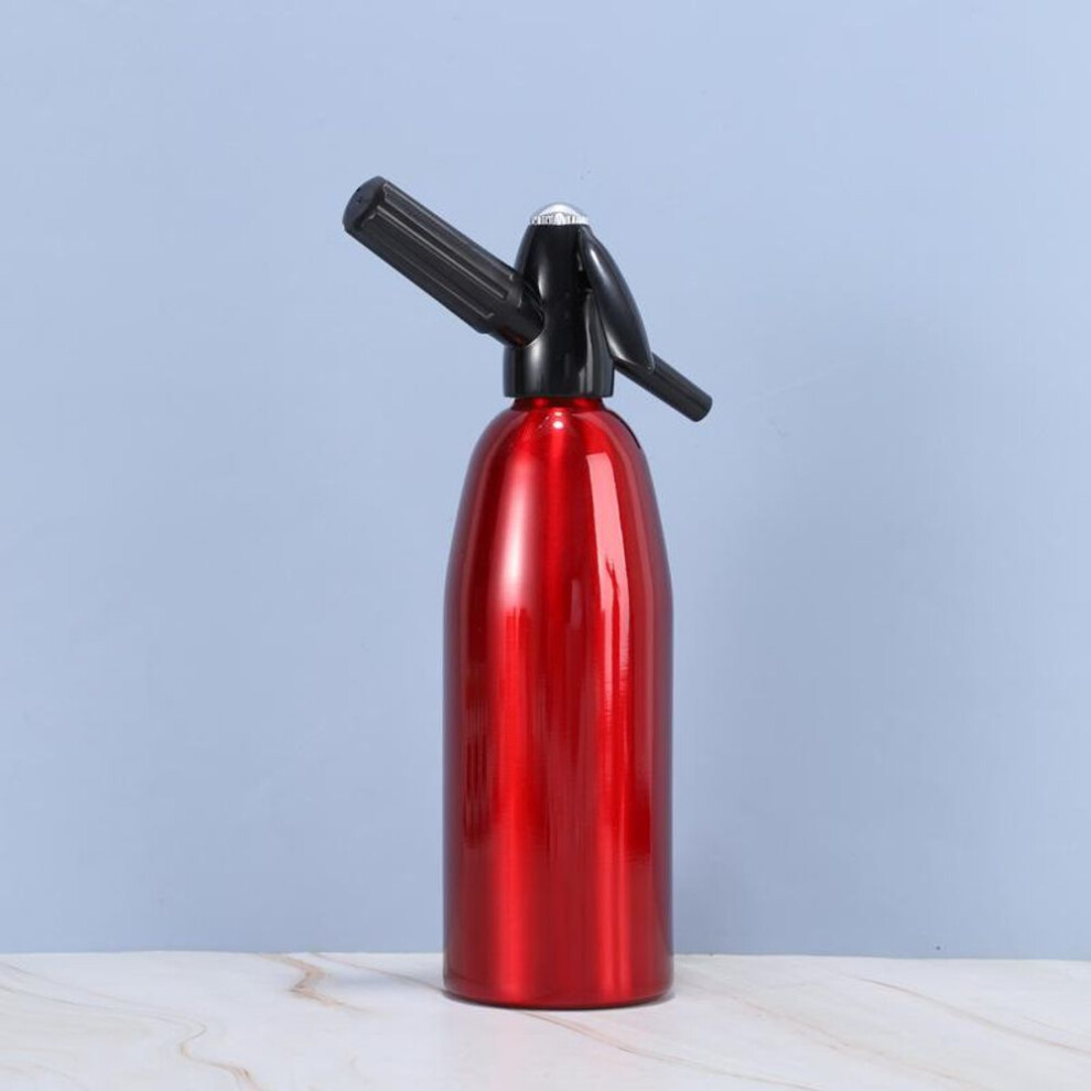 (red, 1000ml) Manual 1l Soda Siphon Co2 Dispenser Water Bubble Generator Cool Drink Cocktail Soda Machine Aluminum Bar Diy Soda Maker