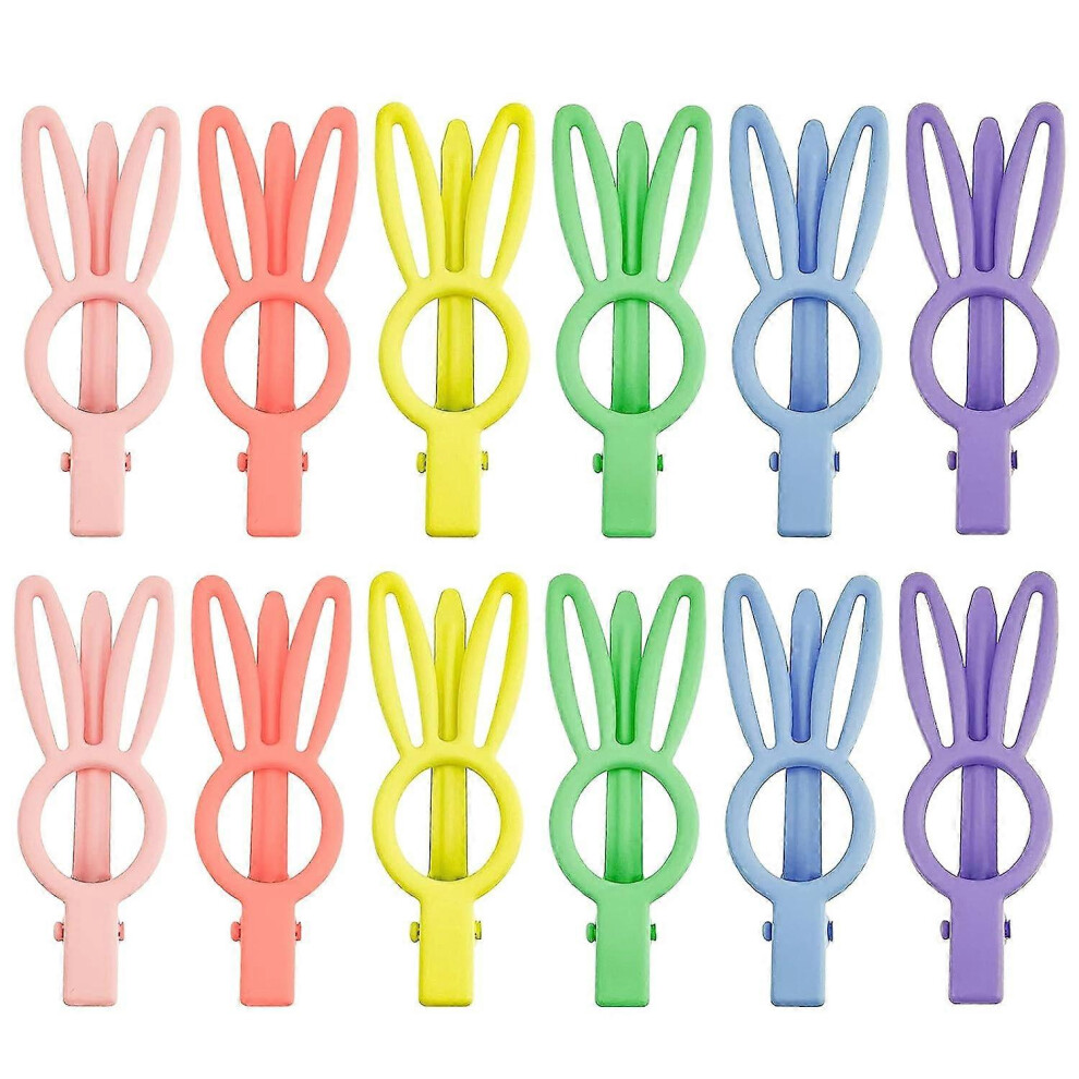 Konhill (As Show, One Size) 12 Pcs Matte Hair Clip Cute Rabbit Hairpins Non Slip Hair Barrettes Alligator Hair Clips Colorful Clips For Thick Hair Accessories