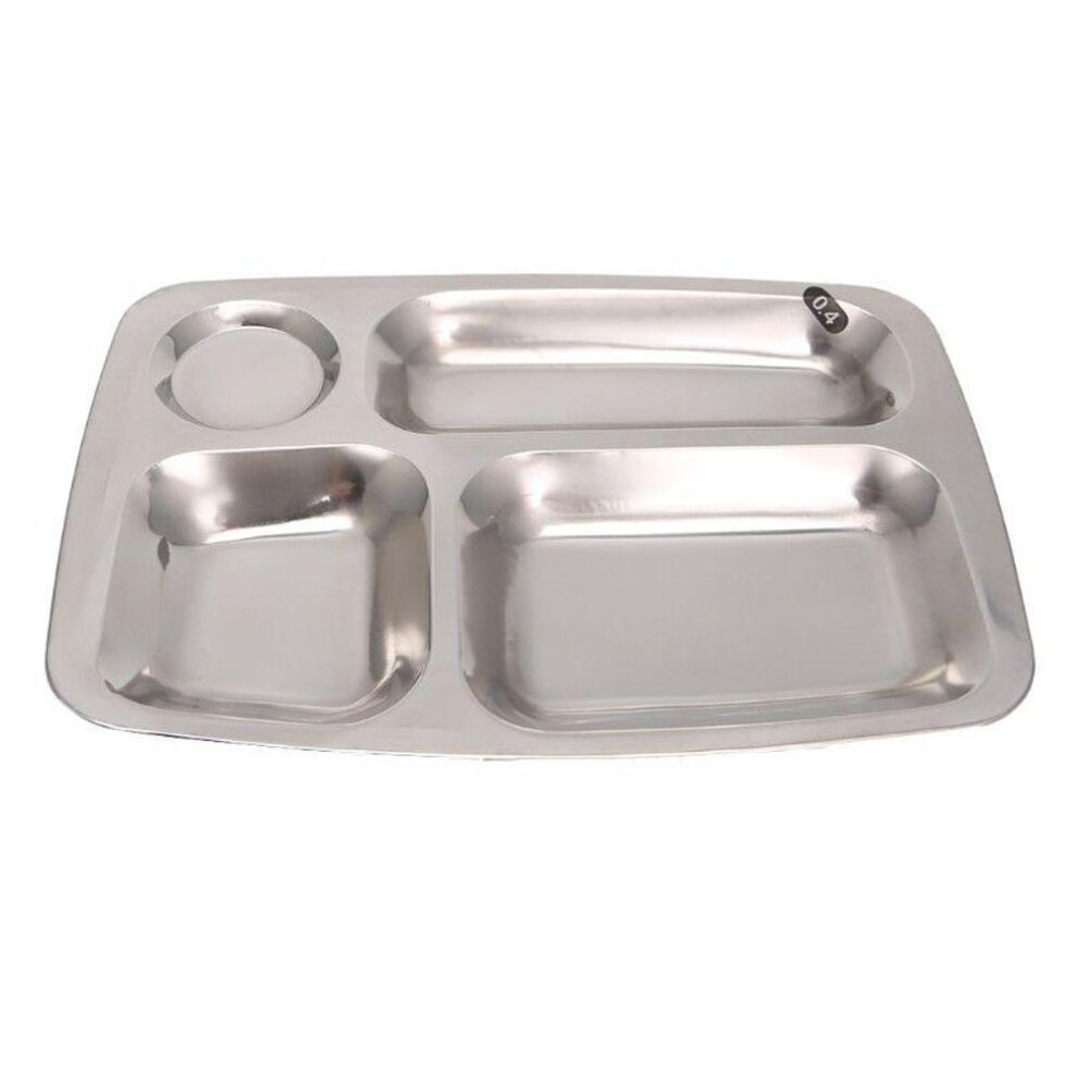 (4 Grids) Stainless Steel Snack Tray With 4/5/6 Compartments Durable And Safe