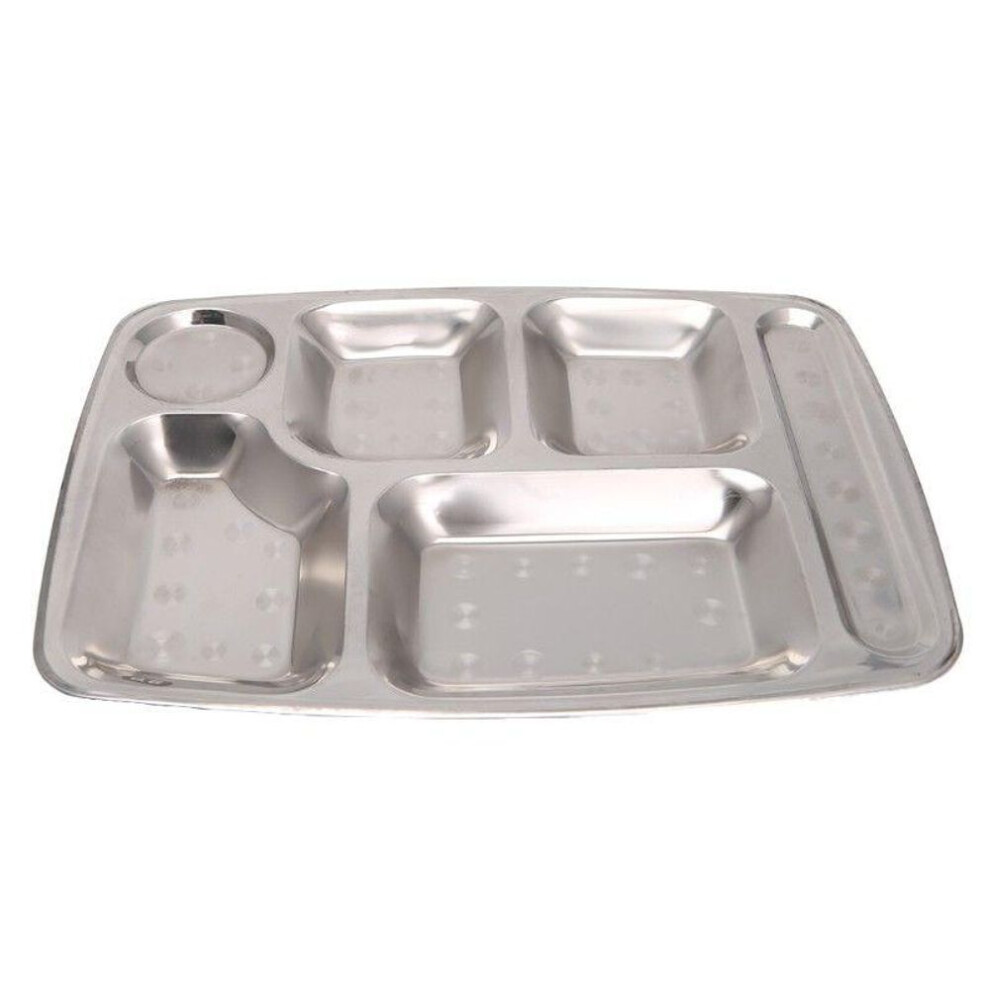 (6 Grids) Stainless Steel Snack Tray With 4/5/6 Compartments Durable And Safe