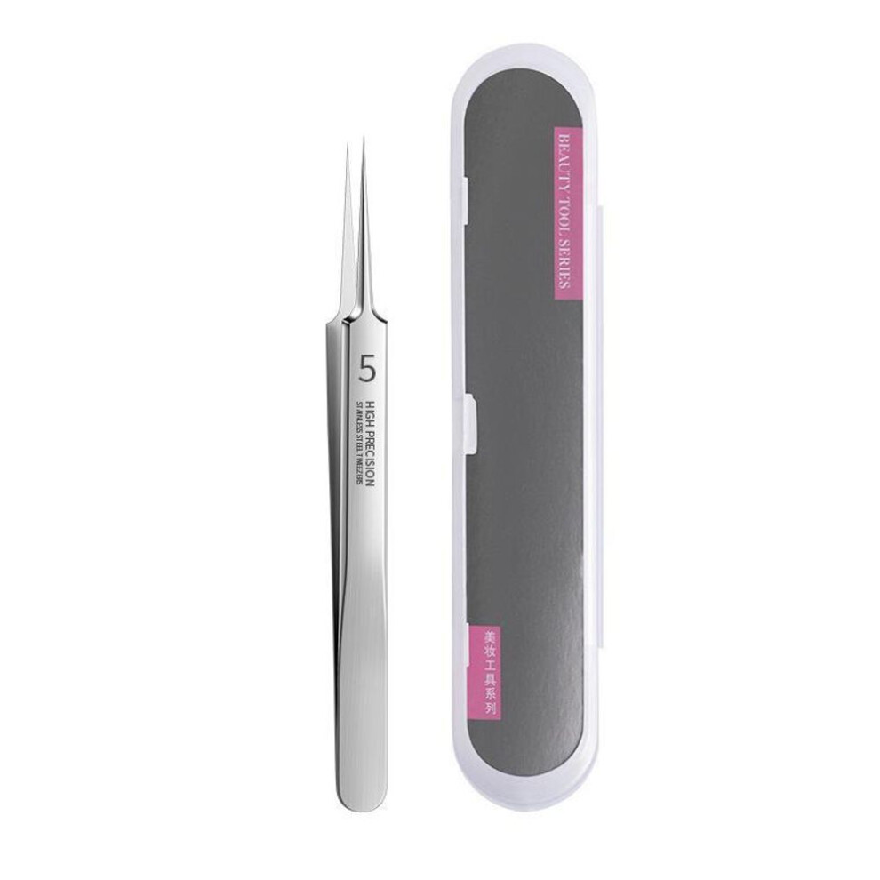 (straight clip) Professional Ultra-fine No. 5 Acne Blackhead Removal Tweezers Beauty Salon Pimples Needles Deep Cleaner Clip Face Skin Care Tool