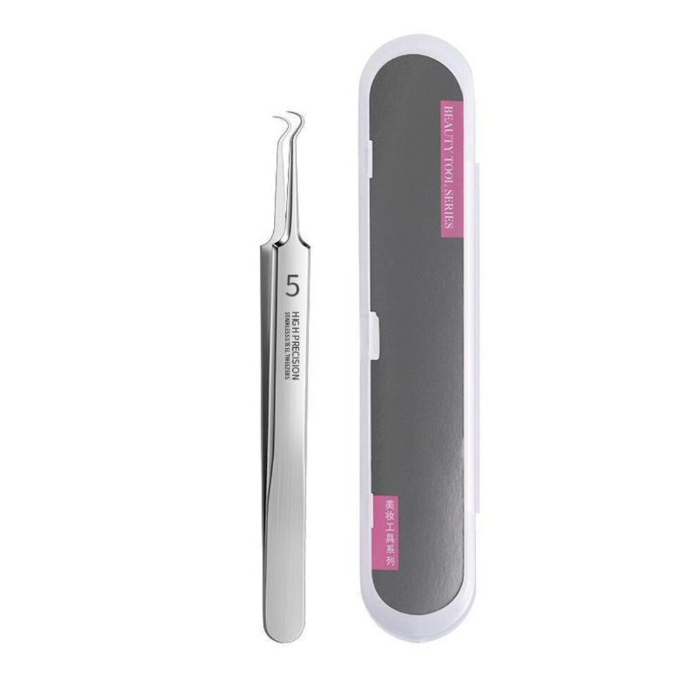 (hook clip) Professional Ultra-fine No. 5 Acne Blackhead Removal Tweezers Beauty Salon Pimples Needles Deep Cleaner Clip Face Skin Care Tool