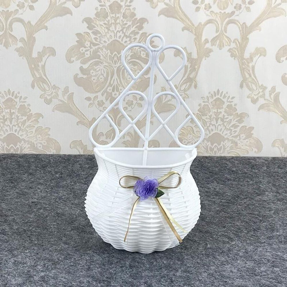 Garden Diy Vase Flower Basket Sundries Organizer Wall Hanging Artificial Rattan