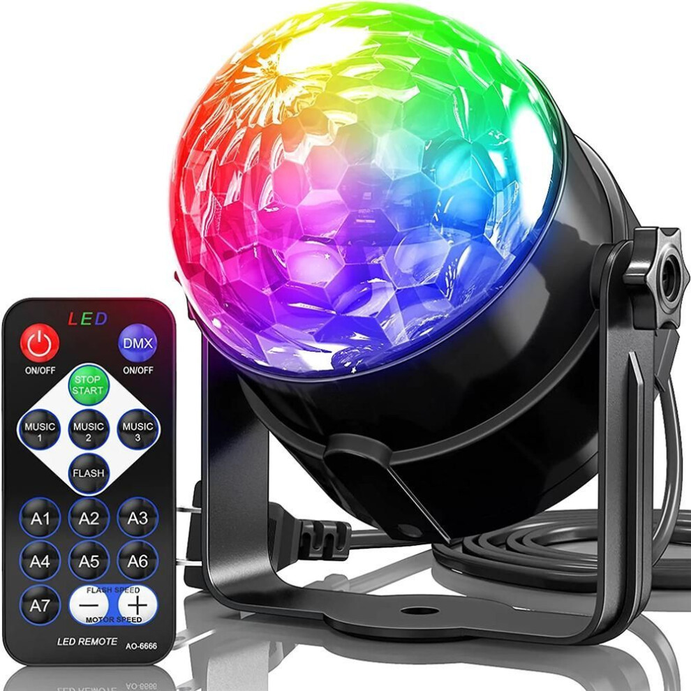 (multicolor, EU plug) 7 Colors Strobe Light Sound Activated Stage with Remote Control Disco Ball Lamps for Home Room Party Kids Wedding Bar