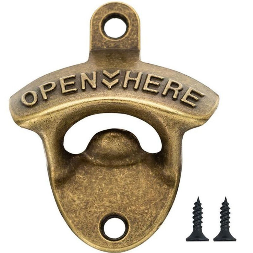 (bronze) Vintage Wall Mounted Wine Beer Bottle Opener Tool Keyring Bar Drinking Kitchen