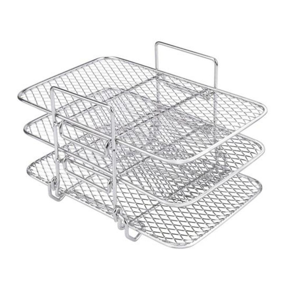 (as the picture, 3-Layers) Air Fryer Rack 3 Layers Stackable Dehydrator Racks Stainless Steel Grill Tray Air Fryer Accessories For Baking Roasting