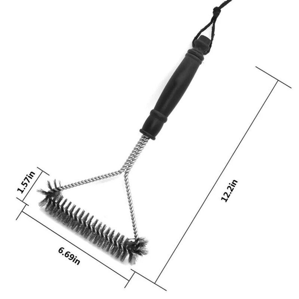 (red) Bbq Brush Clean Tool Barbecue Grill Stainless Steel Bristles Non-stick Kitchen Cleaning Wire Brushes Barbecue Accessories