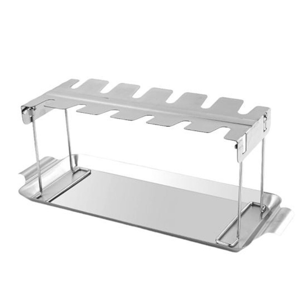 Stainless Steel Chicken Leg Grill Rack With Drip Pan 12-slot Drumstick Oven Burning Stand Bbq Kitchen