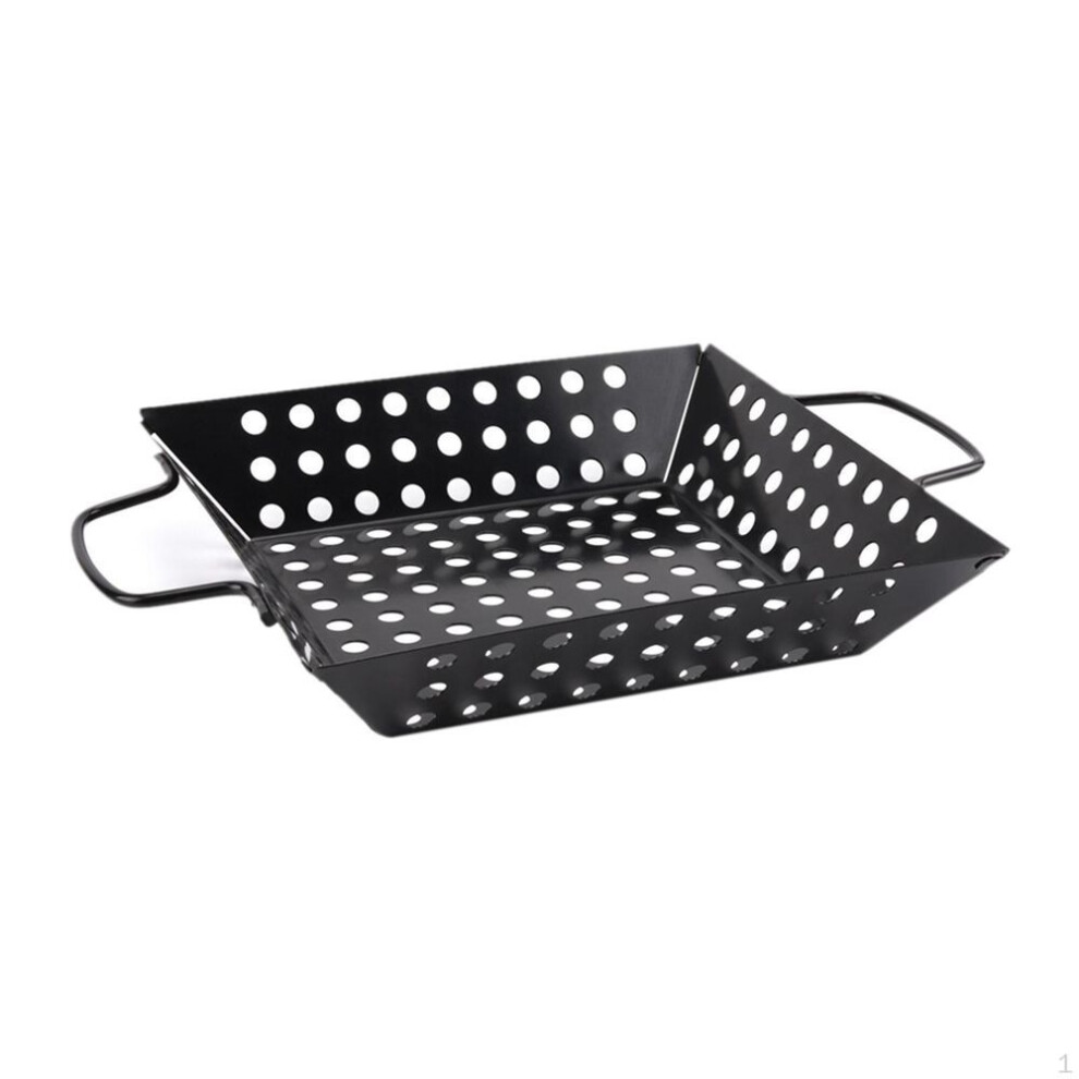 Square Camping Grill Topper Bbq Grilling Pans Non-stick Barbecue Trays With Handles Cooking For