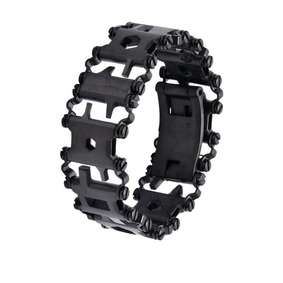 (as the picture, black) Multifunction Outdoor Tool Bracelet Screwdriver, Can Opener, Bottle Opener, Allen Wrench 5 In1 Stainless Steel Bracelet Wearable