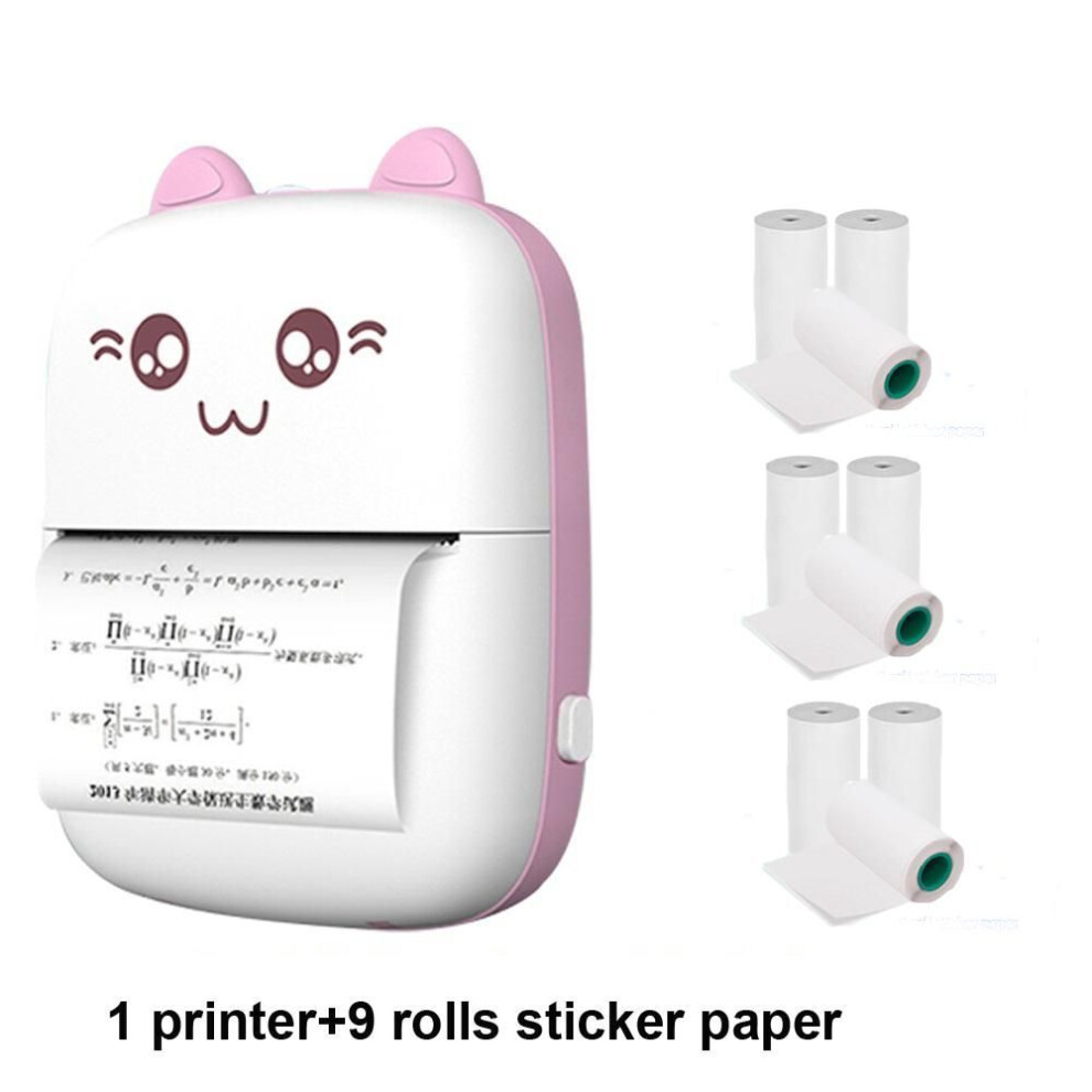 (pink, add 9 sticker papers) 2024 Mini Thermal Printer Adhesive Label Printer Portable Bluetooth Photo Printing Portable Pocket Printer For Android Ios.