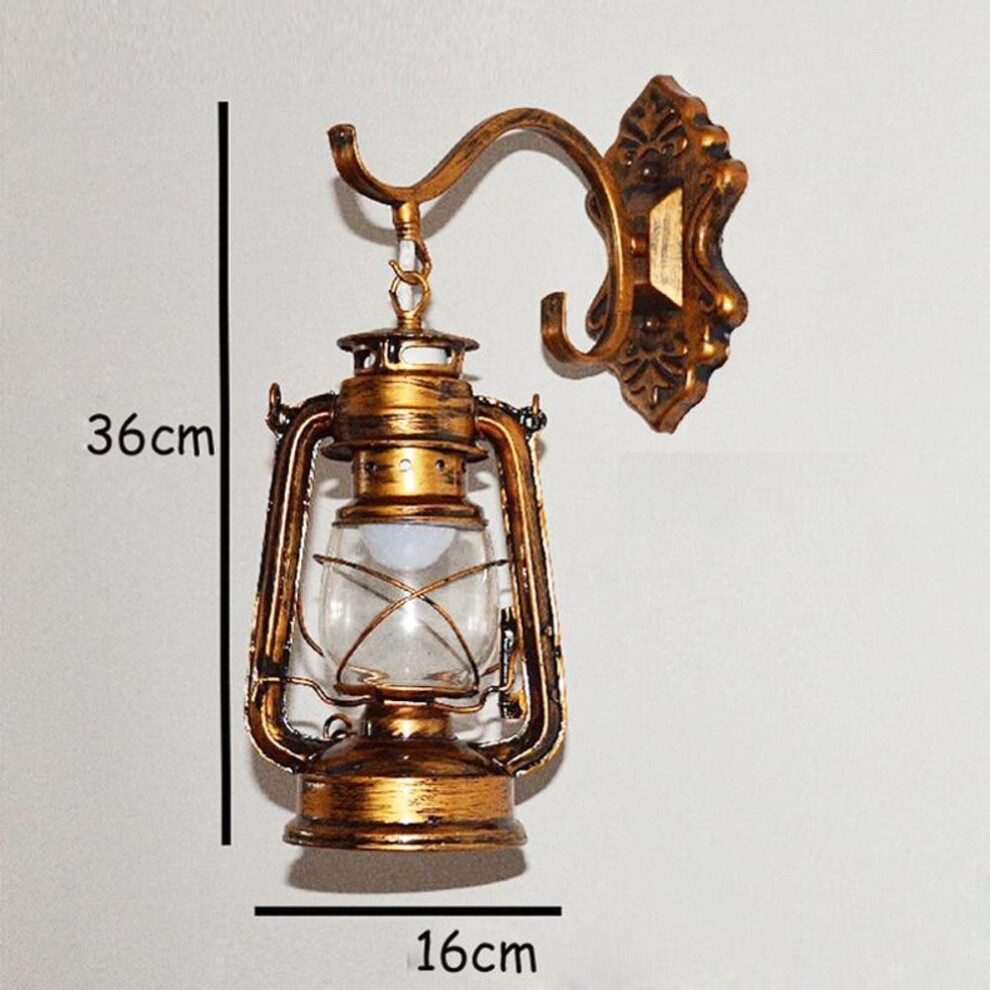 (brown) Retro Brass Wrought Iron Kerosene Wall Lamp E27 Corridor Aisle Attic Porch Balcony Bathroom Interior Lighting Horse Lamp