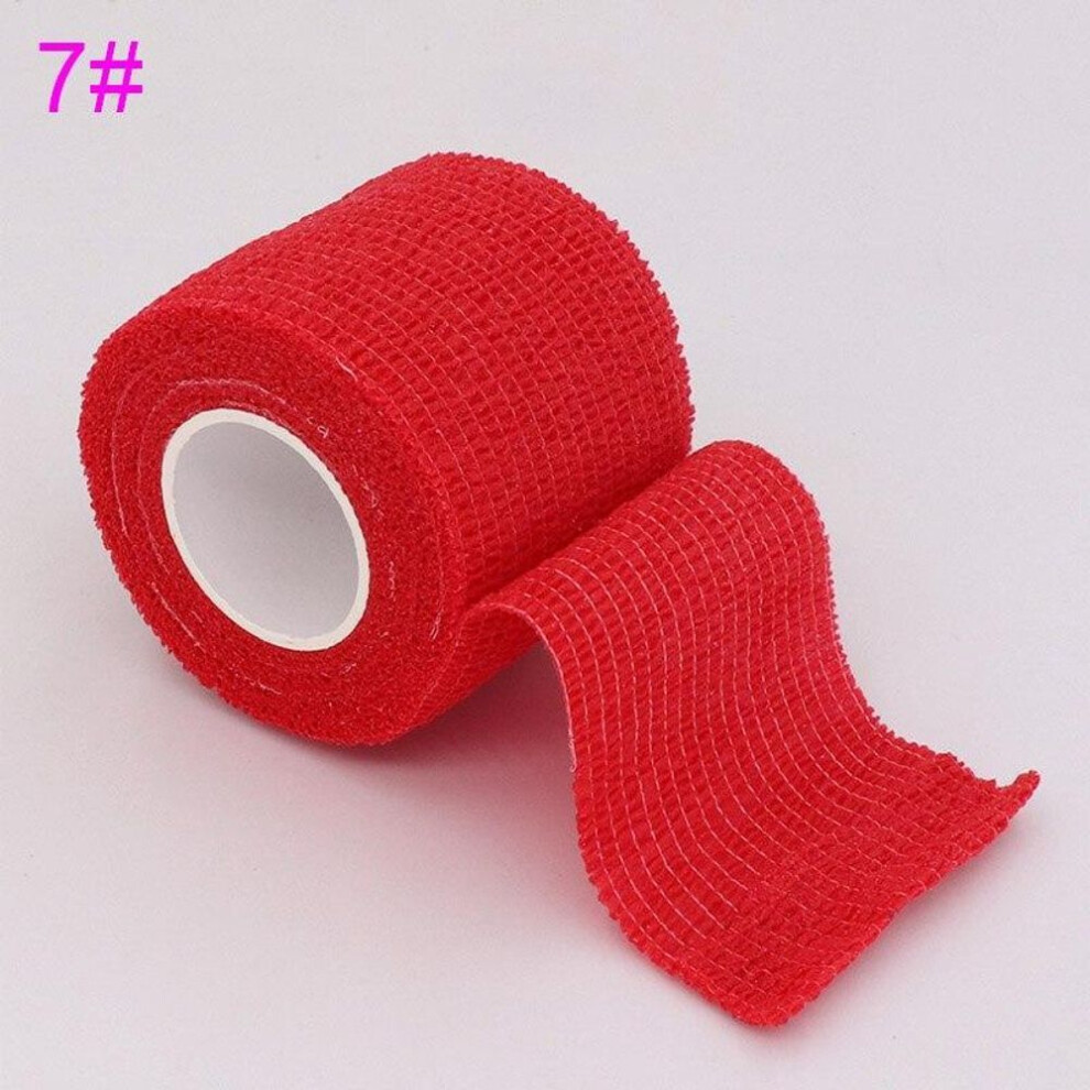 (red) Colorful Sport Self Adhesive Elastic Bandage Wrap Tape Knee Finger Ankle Palm Shoulder Support Pads