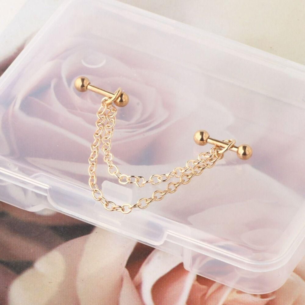 (rose) Cartilage Industrial Chain Earring Stainless Steels Double Piercing Stud Fashions   Party