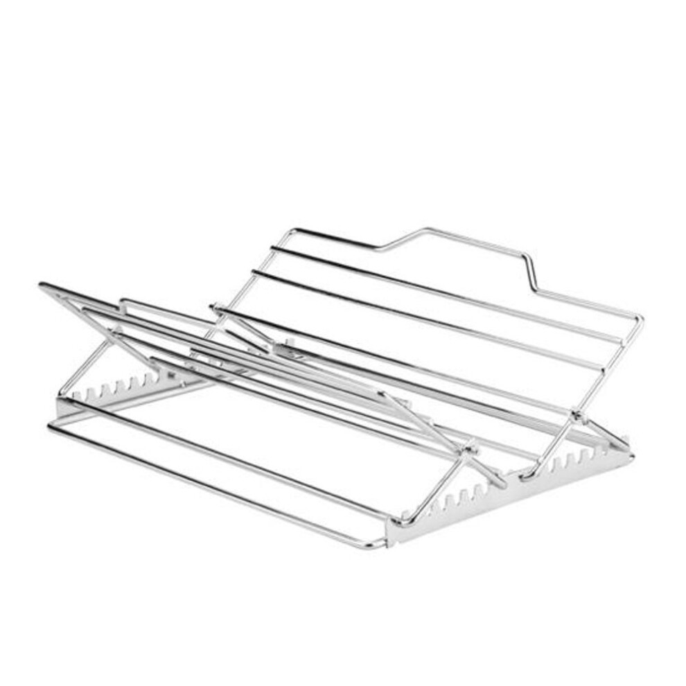 (silver) Stainless Steel Roasting Rack Bbq Rib Racks For Grilling Turkey Roasting Pan Oven Safe V-shaped High Temp Resistant Grill Rack For Turkey Chicken Ribs