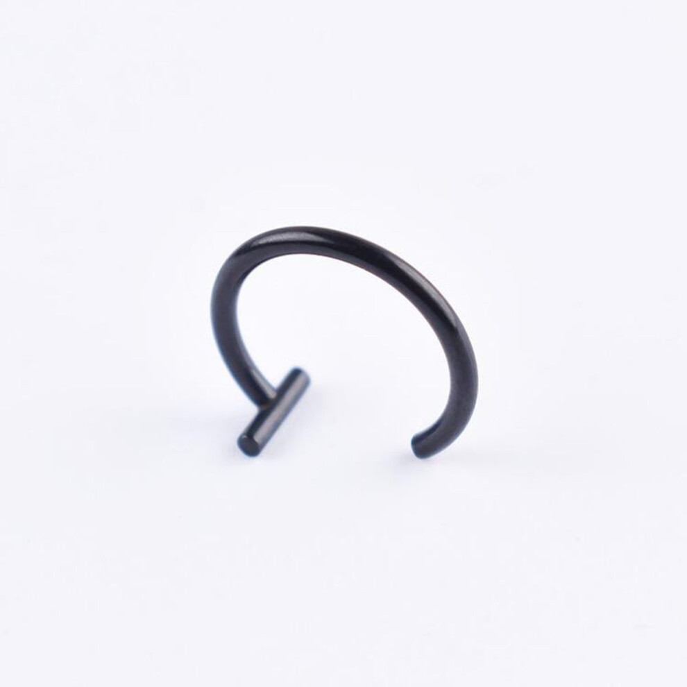 (black, 1.0*8mm) Men Women Trendy Titanium Steel Punk Clip On Fake Piercing Ear Nose Lip Rings Unisex Nose Ring Women Septum Body Jewelry