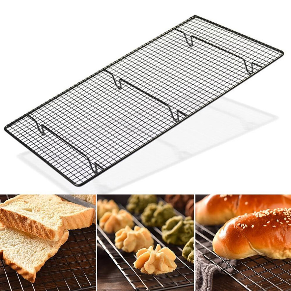 (black) Puntos Non Stick Thicken Cake Cooling Rack Bread Grid Net Tray Biscuit Holder Shelf